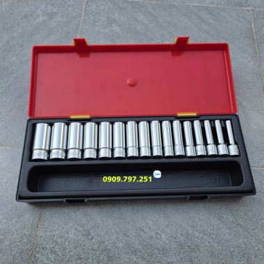 JTC K3161 Bộ đầu tuýp dài 6 cạnh 6-22mm 16 chi tiết Đài Loan