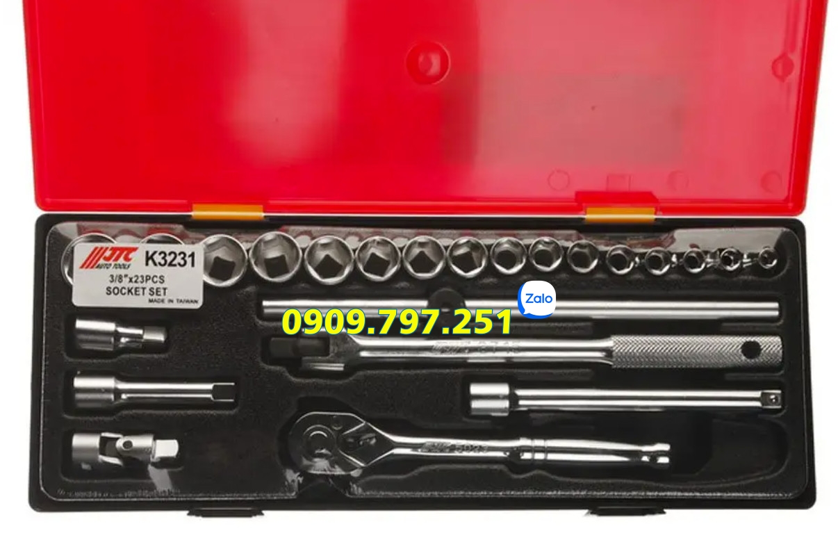 Bộ đầu tuýp 3/8 inch 23 chi tiết JTC K3231
