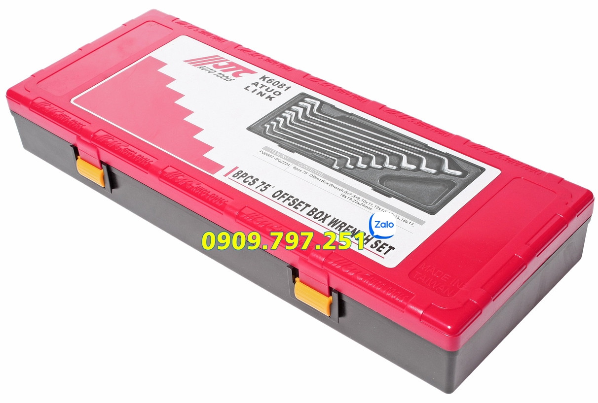 Bộ cờ lê 2 đầu vòng nghiêng 75 độ 08 chi tiết JTC K6081