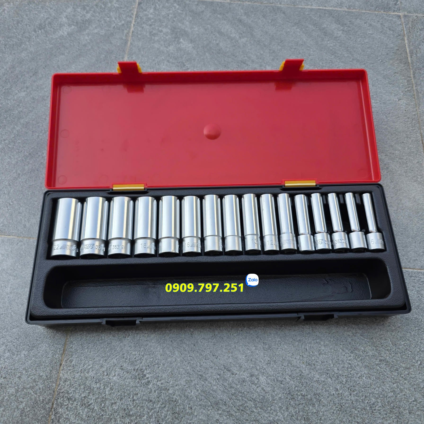 JTC K3161 Bộ đầu tuýp dài 6 cạnh 6-22mm 16 chi tiết Đài Loan