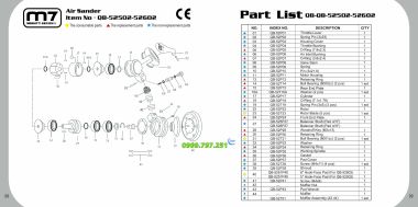 QB-52502 Máy chà nhám tròn 5 inch (125mm) dùng khí nén hãng M7 Đài Loan